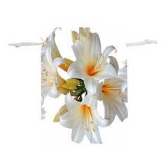 Lilies White Belladonna Lightweight Drawstring Pouch (m) by Simbadda