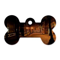 City Night Dark Architecture Lamps Dog Tag Bone (two Sides) by Sudhe