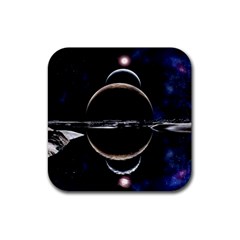 Planet Sky Lake Landscape Sun Rubber Coaster (square)  by Simbadda