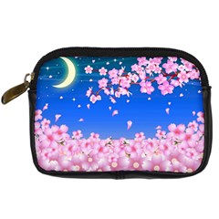 Sakura Cherry Blossom Night Moon Digital Camera Leather Case by Simbadda