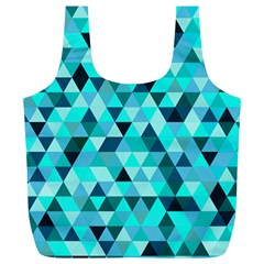 Teal Triangles Pattern Full Print Recycle Bag (xl) by LoolyElzayat
