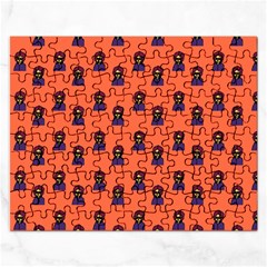 Nerdy 60s  Girl Pattern Orange Rectangular Jigsaw Puzzl by snowwhitegirl