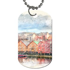 Architecture City Buildings River Dog Tag (two Sides) by Simbadda