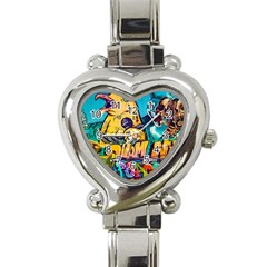 Graffiti Street Art Mountains Wall Heart Italian Charm Watch by Simbadda