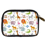 Children Seamless Wallpaper With Cute Funny Baby Savanna Animals Digital Camera Leather Case Back