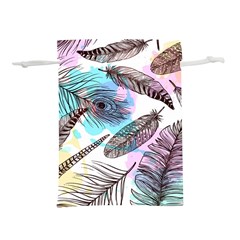 Hand Drawn Feathers Seamless Pattern Lightweight Drawstring Pouch (m) by Vaneshart