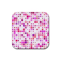 Background Square Pattern Colorful Rubber Coaster (square)  by Simbadda