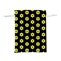 Pattern Yellow Stars Black Background Lightweight Drawstring Pouch (m) by Simbadda