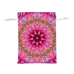 Flower Mandala Art Pink Abstract Lightweight Drawstring Pouch (m) by Simbadda
