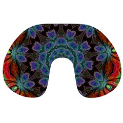 Abstract Art Blue Orange Travel Neck Pillow by Simbadda