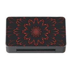 Abstract Glowing Flower Petal Pattern Red Circle Art Illustration Design Symmetry Digital Fantasy Memory Card Reader With Cf by Vaneshart