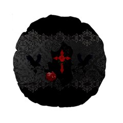 The Crows With Cross Standard 15  Premium Round Cushions by FantasyWorld7