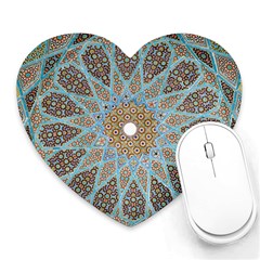 Vintage Flower Floral Pattern Line Tile Circle Art Design Symmetry Mosaic Culture Dome Shape Persian Heart Mousepads by Vaneshart