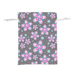 Seamless Pattern Flowers Pink Lightweight Drawstring Pouch (M) Back