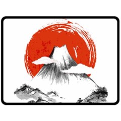 Mount Fuji Mountain Ink Wash Painting Double Sided Fleece Blanket (large)  by Vaneshart
