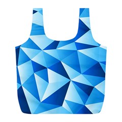 Triangles Abstract Blue Full Print Recycle Bag (l) by Vaneshart