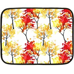 Watercolor Painting Autumn Illustration Autumn Tree Double Sided Fleece Blanket (mini)  by Vaneshart