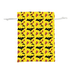Bat Rose Lips Yellow Pattern Lightweight Drawstring Pouch (m) by snowwhitegirl
