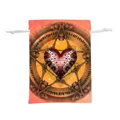 Awesome Heart On A Pentagram With Skulls Lightweight Drawstring Pouch (s) by FantasyWorld7