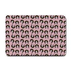 Retro Girl Daisy Chain Pattern Light Pink Small Doormat  by snowwhitegirl