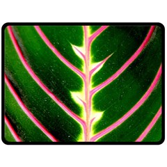 Exotic Green Leaf Double Sided Fleece Blanket (large)  by Vaneshart