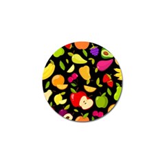 Vector Seamless Summer Fruits Pattern Black Background Golf Ball Marker (10 Pack) by Vaneshart