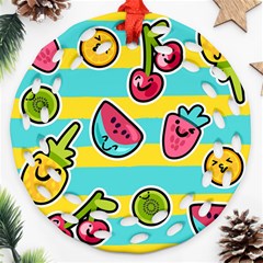 Summer Fruits Patterns Ornament (round Filigree) by Vaneshart