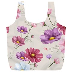 Vector Hand Drawn Cosmos Flower Pattern Full Print Recycle Bag (xl) by Sobalvarro