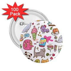 Set Kawaii Doodles 2 25  Buttons (100 Pack)  by Vaneshart
