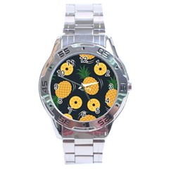 Seamless Pattern Pineapple Pattern Stainless Steel Analogue Watch by Vaneshart