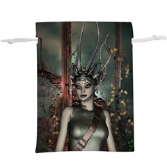 Awesome Fantasy Women With Helmet  Lightweight Drawstring Pouch (xl) by FantasyWorld7