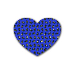 Daisy Royal Blue Rubber Coaster (heart)  by snowwhitegirl