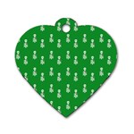 Skeleton Green Background Dog Tag Heart (One Side) Front