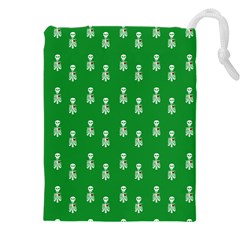 Skeleton Green Background Drawstring Pouch (4xl) by snowwhitegirl