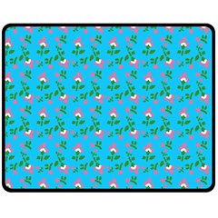 Carnation Pattern Blue Fleece Blanket (medium)  by snowwhitegirl