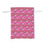 Carnation Pattern Pink Lightweight Drawstring Pouch (M) Front