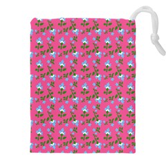 Carnation Pattern Pink Drawstring Pouch (4xl) by snowwhitegirl