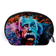 Albert Einstein Retro Wall Graffiti Blue Pink Orange Modern Urban Art Grunge Accessory Pouch (large) by genx