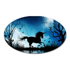 Wonderful Unicorn Silhouette In The Night Oval Magnet by FantasyWorld7