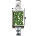 Pepe the Frog Face pattern Green Kekistan meme Rectangle Italian Charm Watch Front
