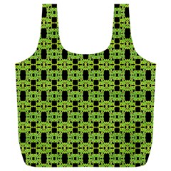 Green Black Abstract Pattern Full Print Recycle Bag (xl) by BrightVibesDesign
