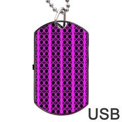 Circles Lines Black Pink Dog Tag Usb Flash (one Side) by BrightVibesDesign
