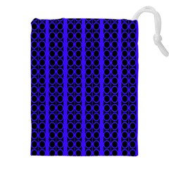 Circles Lines Black Blue Drawstring Pouch (4xl) by BrightVibesDesign