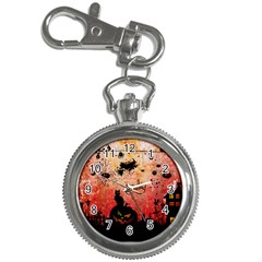 Funny Halloween Design, Cat, Pumpkin And Witch Key Chain Watches by FantasyWorld7