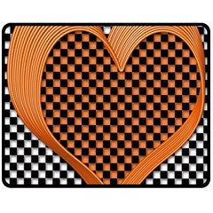 Heart Chess Board Checkerboard Fleece Blanket (medium)  by HermanTelo