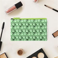 Pattern Texture Feet Dog Green Cosmetic Bag (xs) by HermanTelo