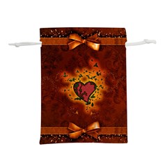 Beautiful Heart With Leaves Lightweight Drawstring Pouch (m) by FantasyWorld7
