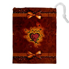 Beautiful Heart With Leaves Drawstring Pouch (4xl) by FantasyWorld7