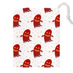Ghost Halloween Drawing Flower Leaf Drawstring Pouch (4XL) Front
