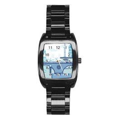 Blue City Building Fantasy Stainless Steel Barrel Watch by Vaneshart